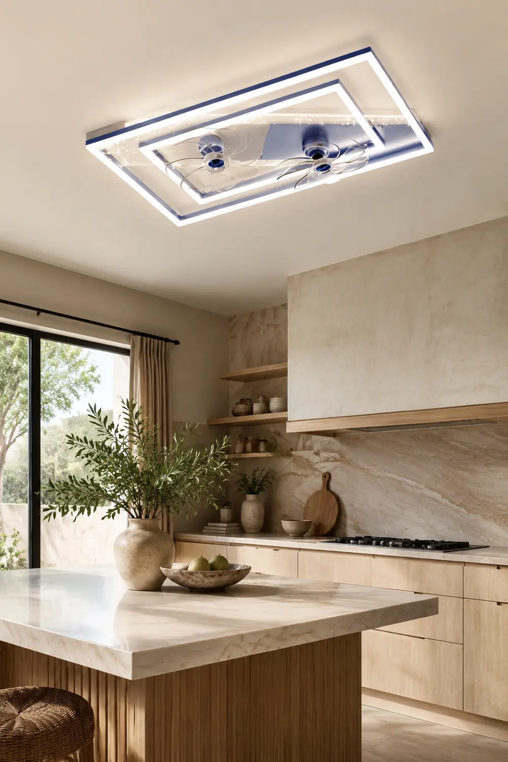 Kelley Deckenventilator mit Beleuchtung Blau & Schwarz, 5 Stile, ∅50/90/110CM - Lumpaz