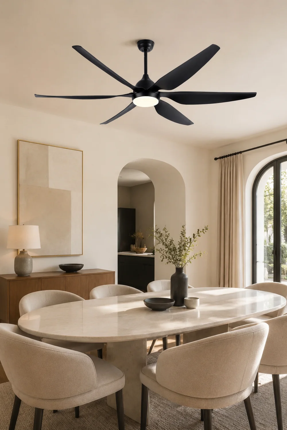 Haydn Deckenventilator mit Beleuchtung Weiß & Schwarz 6-Blatt, ∅137/167CM - Lumpaz