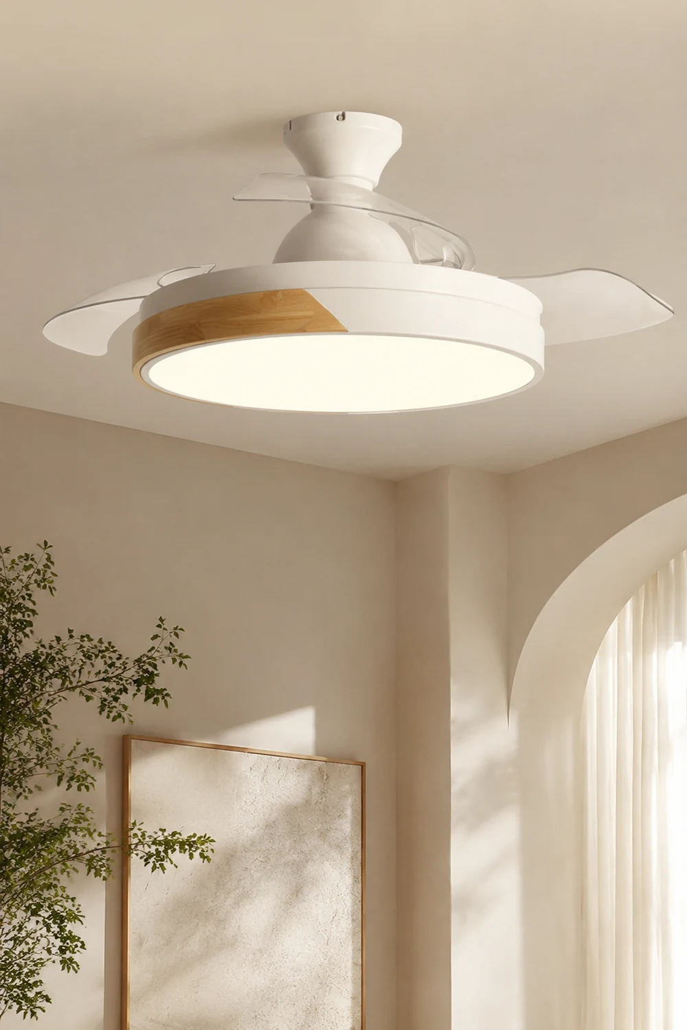 Morandi Deckenventilator mit Beleuchtung Klare Blätter, 5 Farben, ∅90/100CM - Lumpaz
