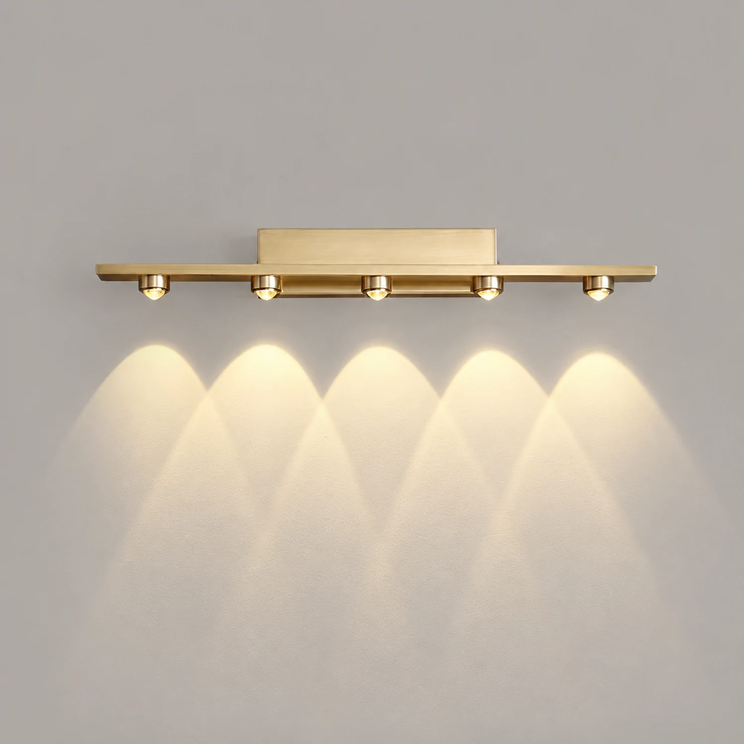 Leigh Spiegelfront Wandleuchte Wasserwelle Messing, 3/5/7-flammig - Lumpaz