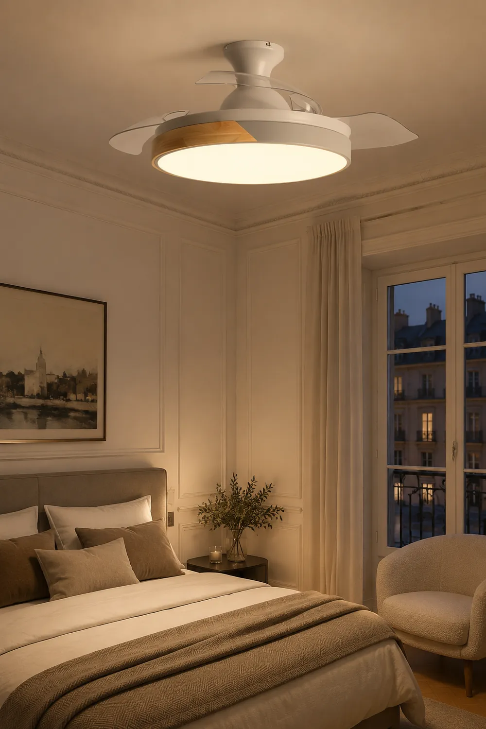 Morandi Deckenventilator mit Beleuchtung Klare Blätter, 5 Farben, ∅90/100CM - Lumpaz