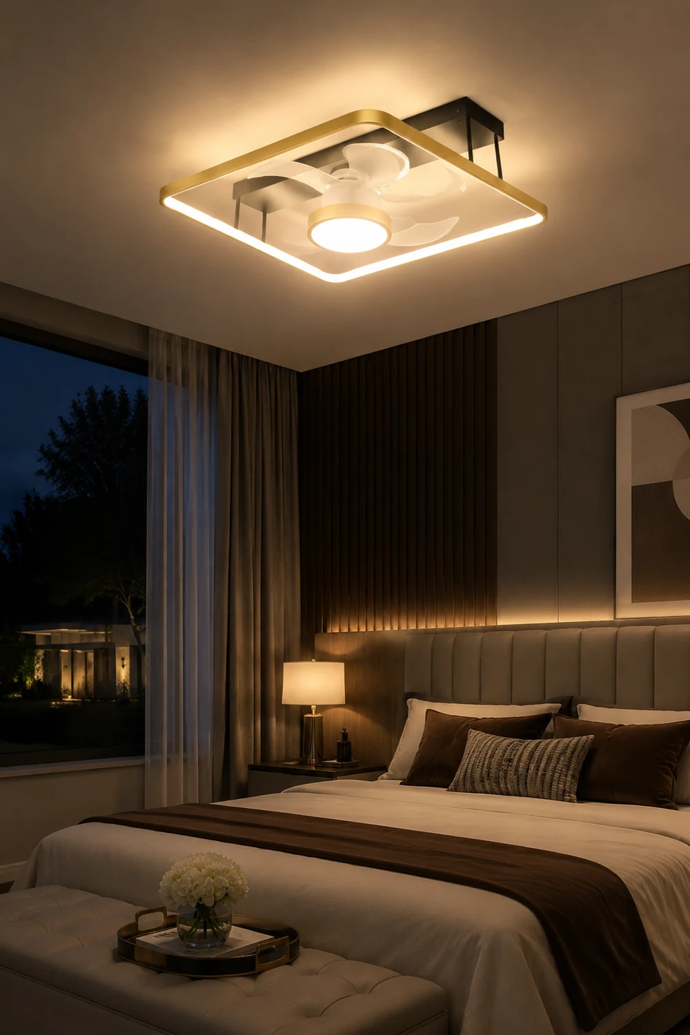 Kelley Deckenventilator mit Beleuchtung Gold, 3 Stile, ∅45/62/110CM - Lumpaz