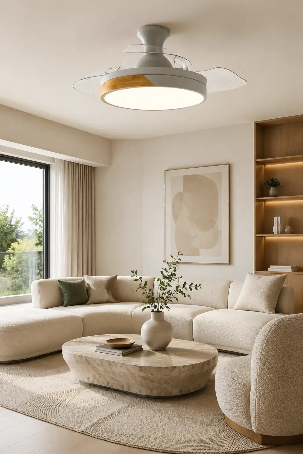 Morandi Deckenventilator mit Beleuchtung Klare Blätter, 5 Farben, ∅90/100CM - Lumpaz