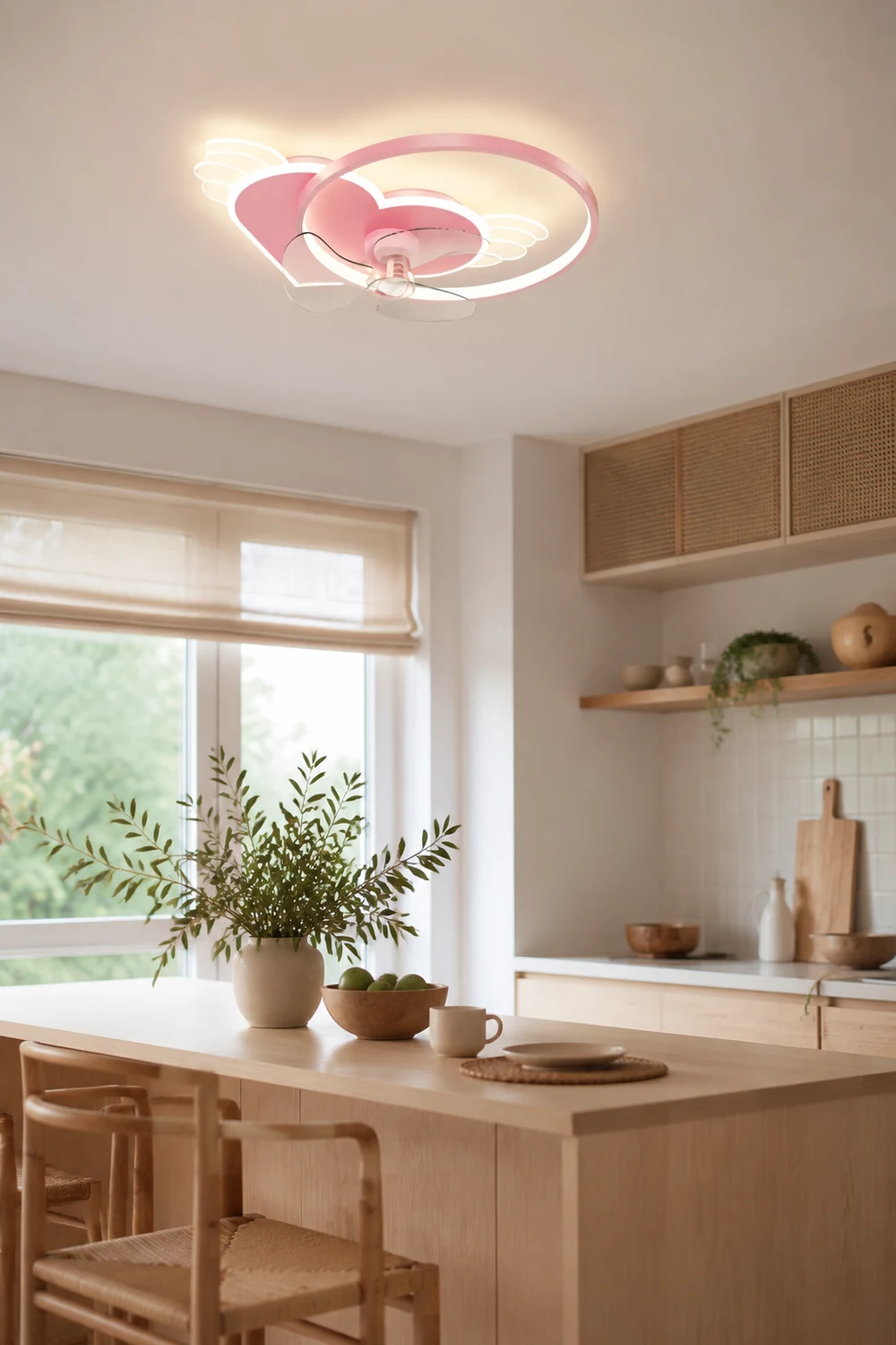 Minori Deckenventilator mit Beleuchtung Herz Rosa, 56CM Lang - Lumpaz