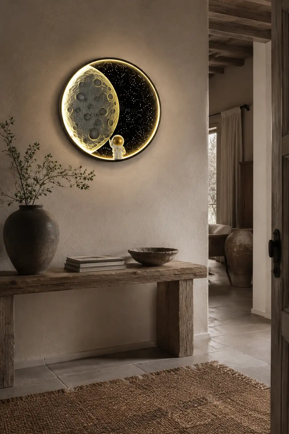 Elif Wandleuchte Astronaut Moon Schwarz, ∅35/50CM - Lumpaz