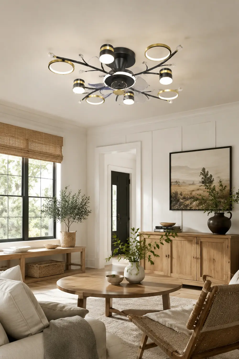 Madina Deckenventilator mit Beleuchtung, 6/8/10-flammig, ∅80/120CM - Lumpaz