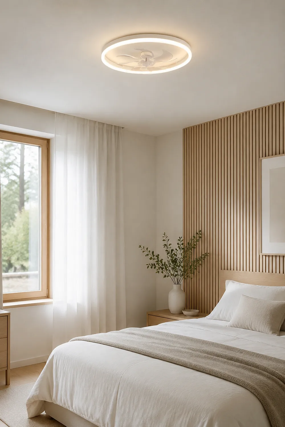 Edge Deckenventilator mit Beleuchtung Ring Weiß 7-Blatt, ∅41/50/60CM - Lumpaz
