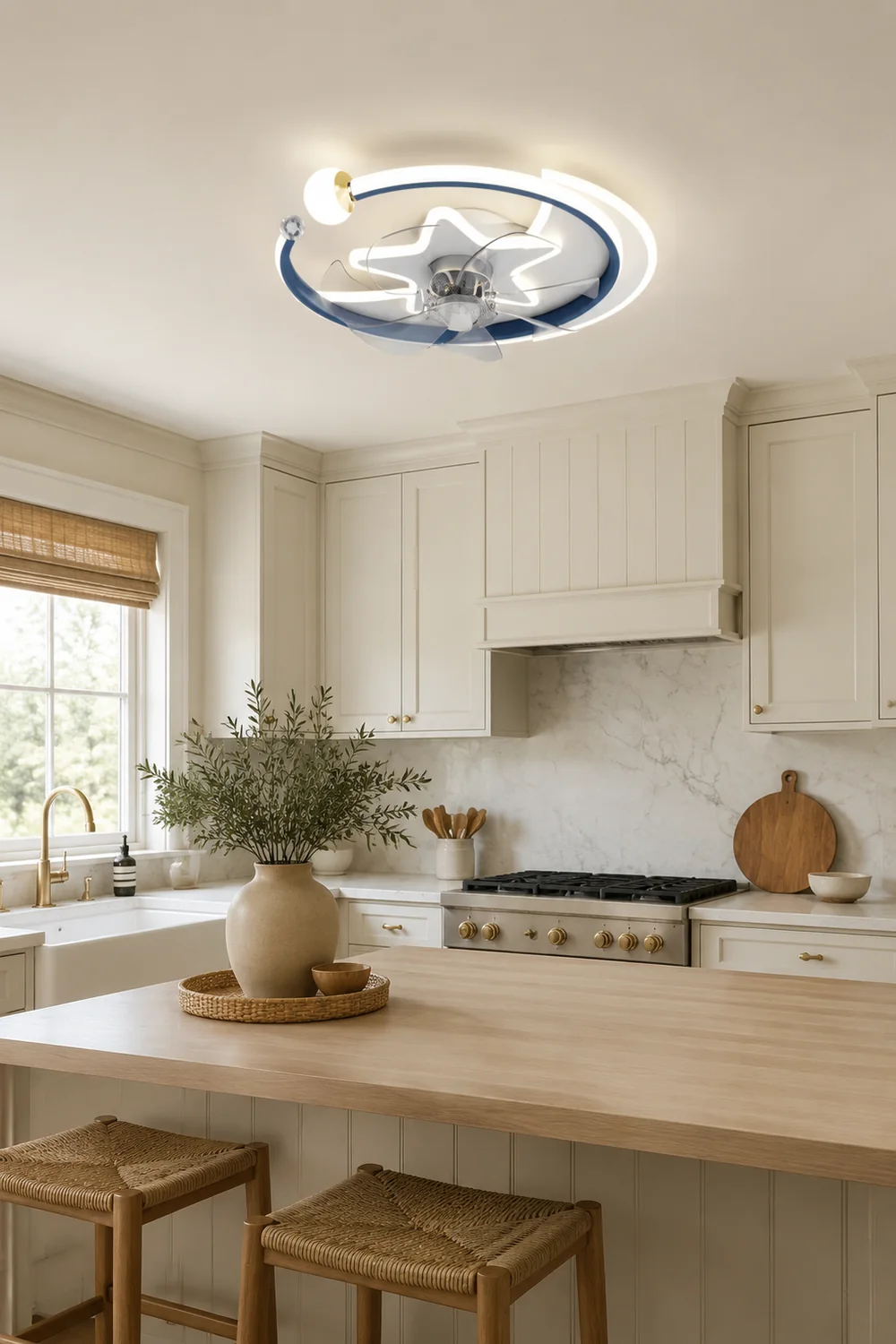 Minori Deckenventilator mit Beleuchtung Stern & Mond, 3 Farben, ∅51CM - Lumpaz