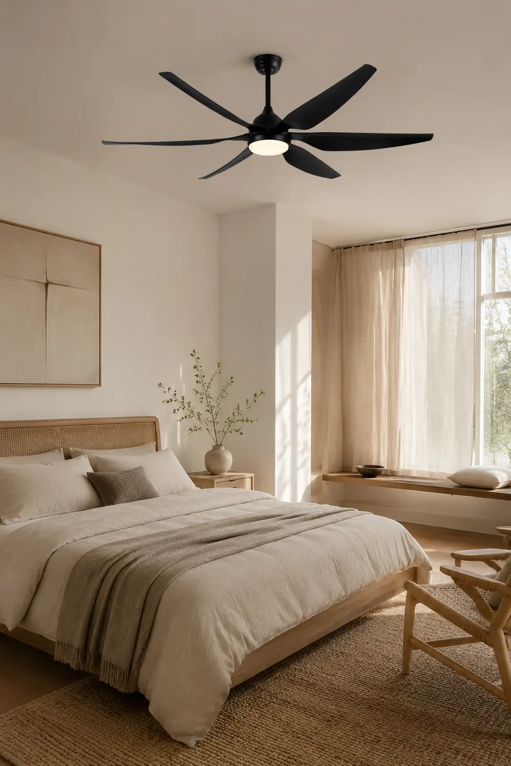 Haydn Deckenventilator mit Beleuchtung Weiß & Schwarz 6-Blatt, ∅137/167CM - Lumpaz