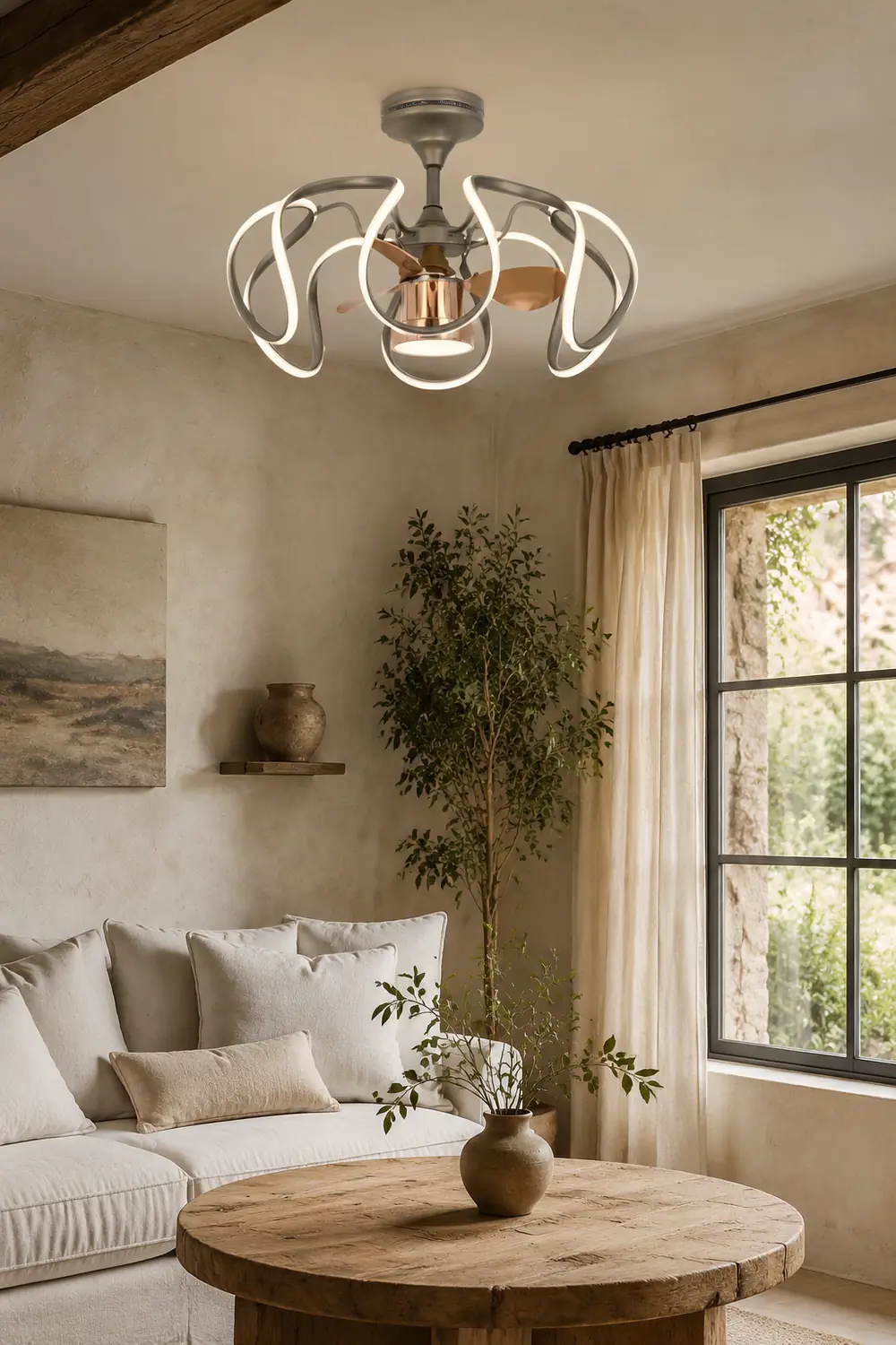 Lacey Deckenventilator mit Beleuchtung Grau & Weiß, 2 Stile, ∅65CM - Lumpaz