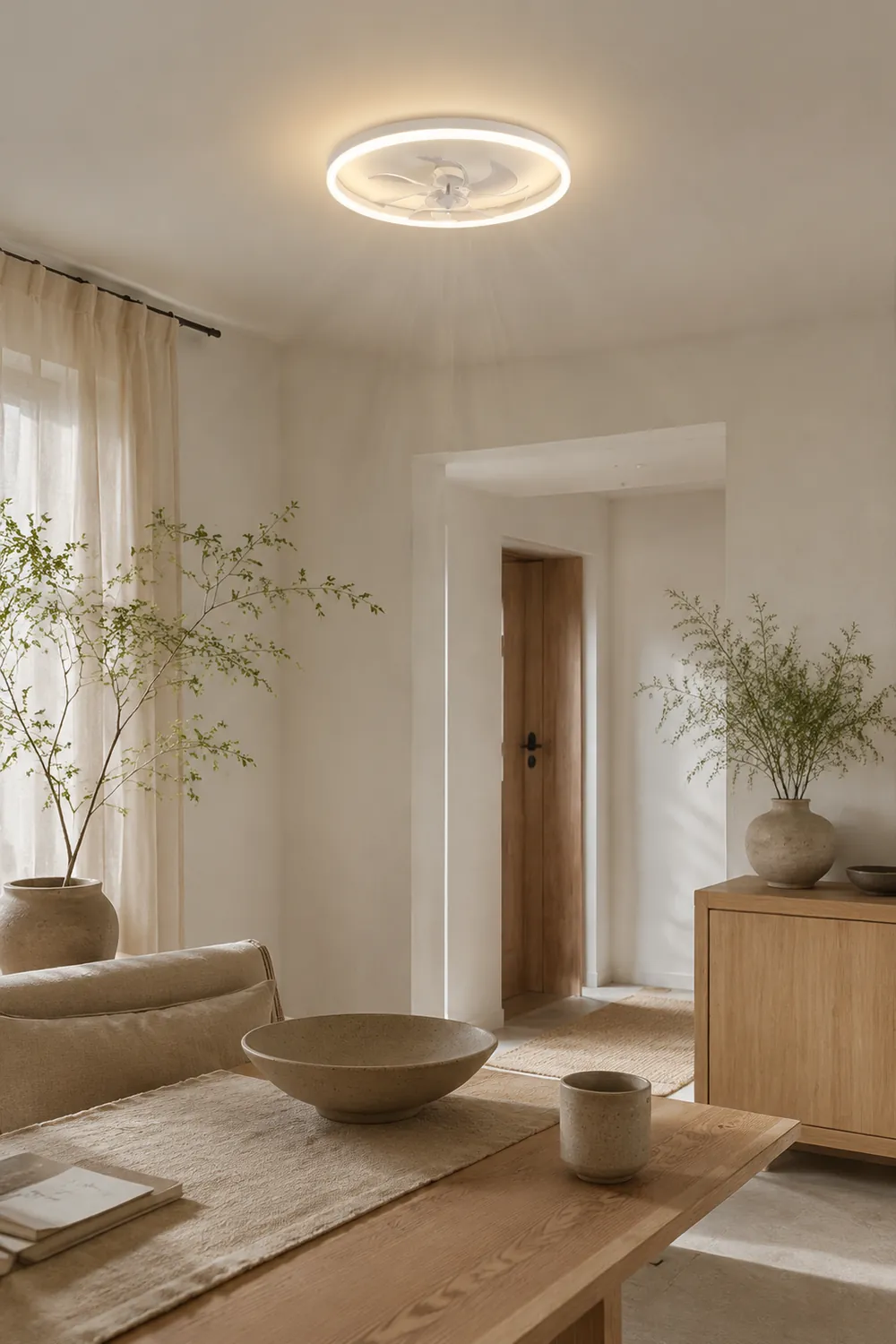 Edge Deckenventilator mit Beleuchtung Ring Weiß 7-Blatt, ∅41/50/60CM - Lumpaz
