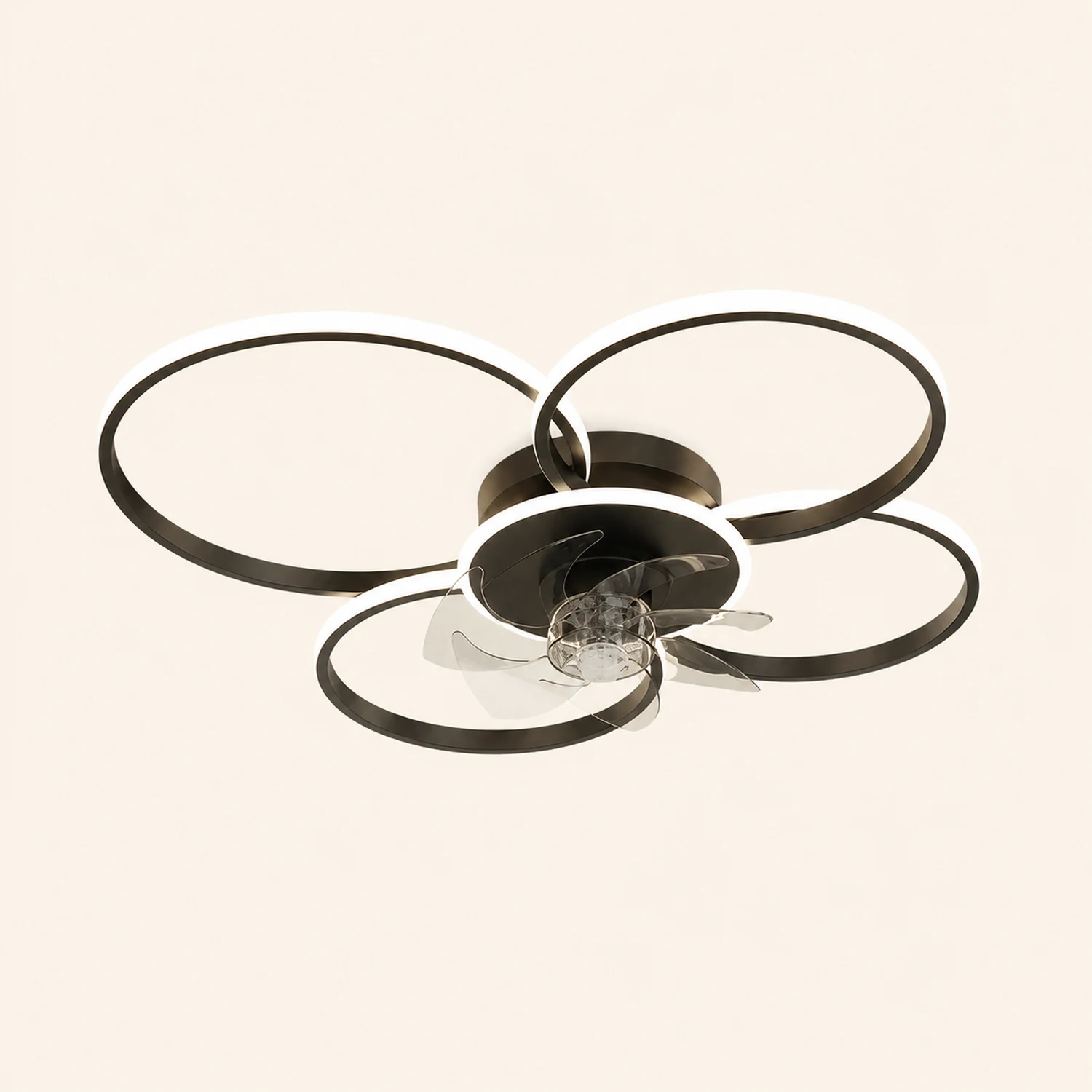 Arisha Deckenventilator mit Beleuchtung 2/3/4/5 Ringe, 2 Farben, ∅45/55/60/80CM - Lumpaz