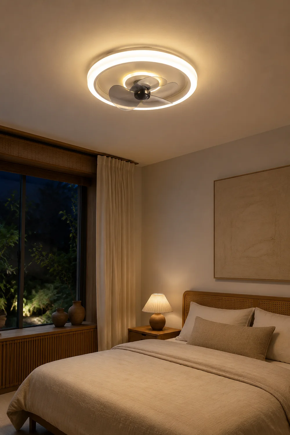 Edge Deckenventilator mit Beleuchtung 2-Licht Ring, 4 Farben, ∅50CM - Lumpaz