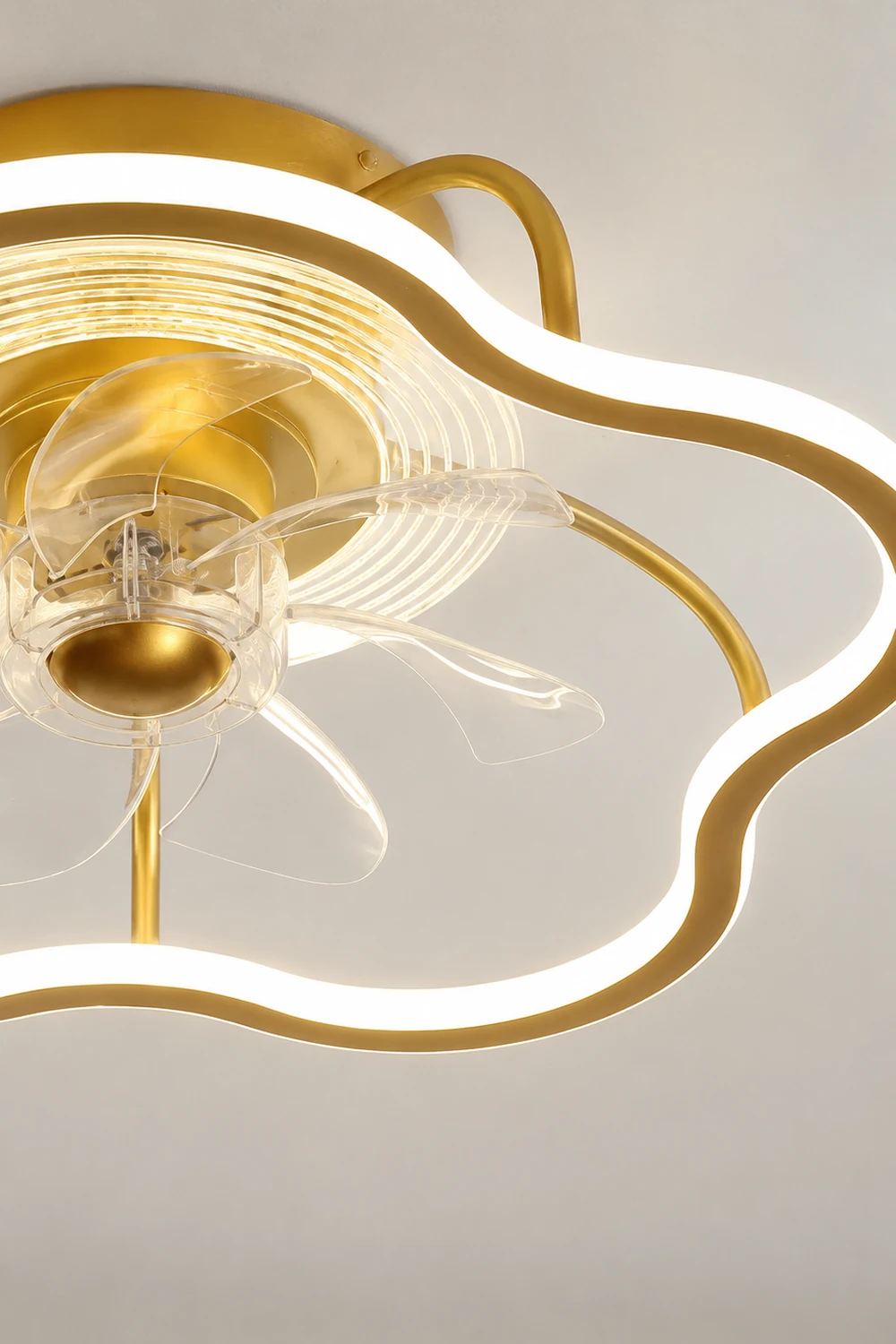 Kelley Deckenventilator mit Beleuchtung Blume Gold, ∅50CM - Lumpaz