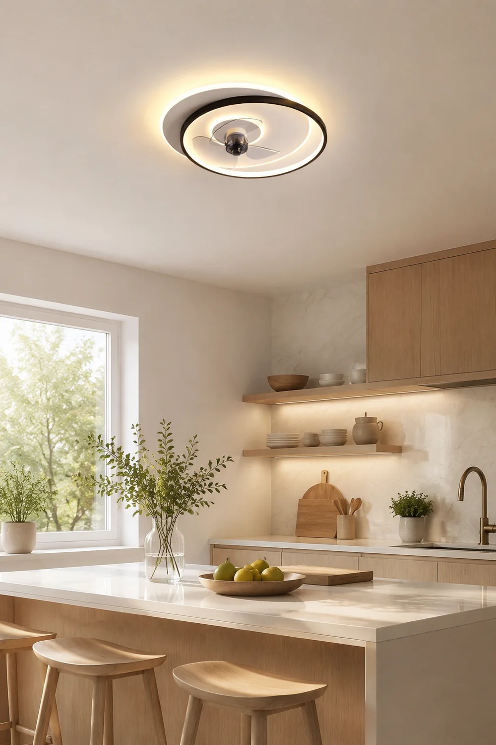Arisha Deckenventilator mit Beleuchtung 2-Ring, 2 Farben, ∅46/56CM - Lumpaz