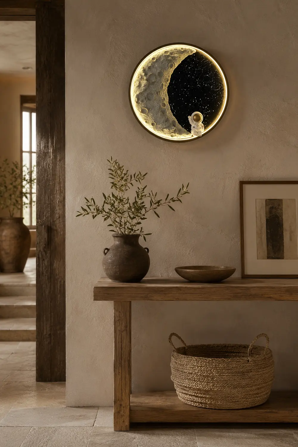Elif Wandleuchte Astronaut Mond Schwarz, ∅50CM - Lumpaz