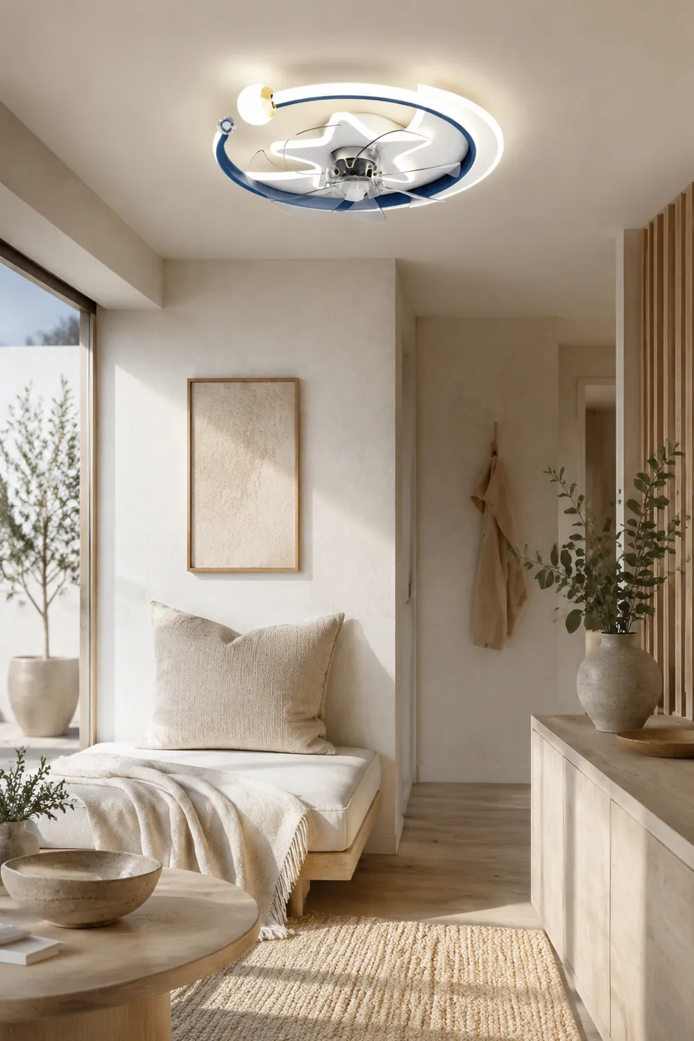 Minori Deckenventilator mit Beleuchtung Stern & Mond, 3 Farben, ∅51CM - Lumpaz