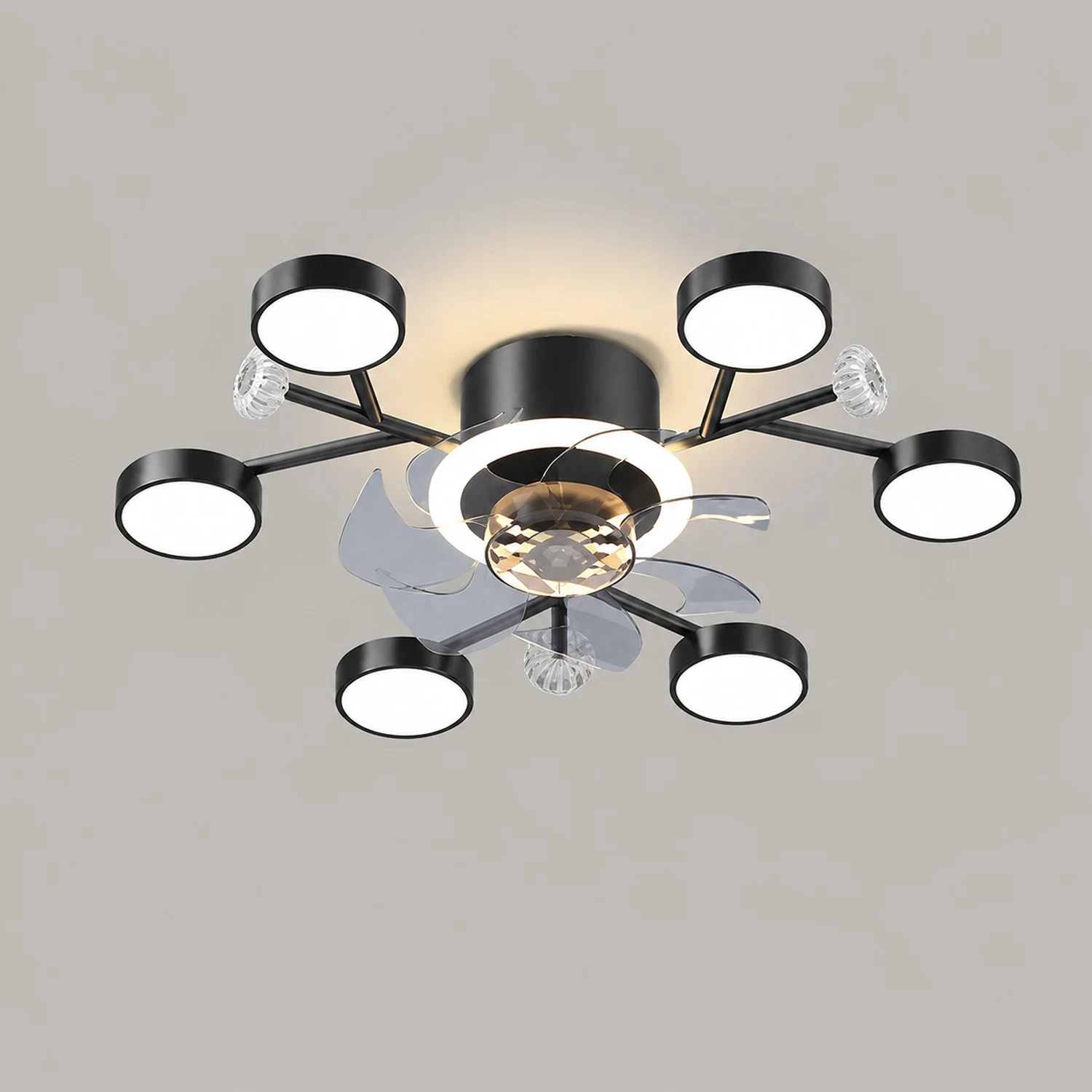 Weiss Deckenventilator mit Beleuchtung, 2 Farben, 62/88/107CM Lang - Lumpaz