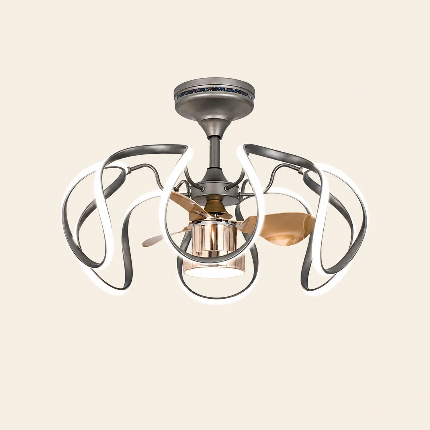 Lacey Deckenventilator mit Beleuchtung Grau & Weiß, 2 Stile, ∅65CM - Lumpaz