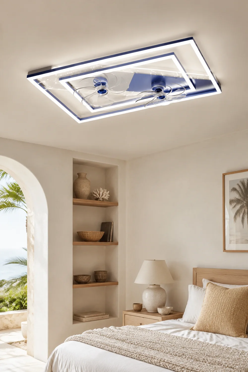 Kelley Deckenventilator mit Beleuchtung Blau & Schwarz, 5 Stile, ∅50/90/110CM - Lumpaz