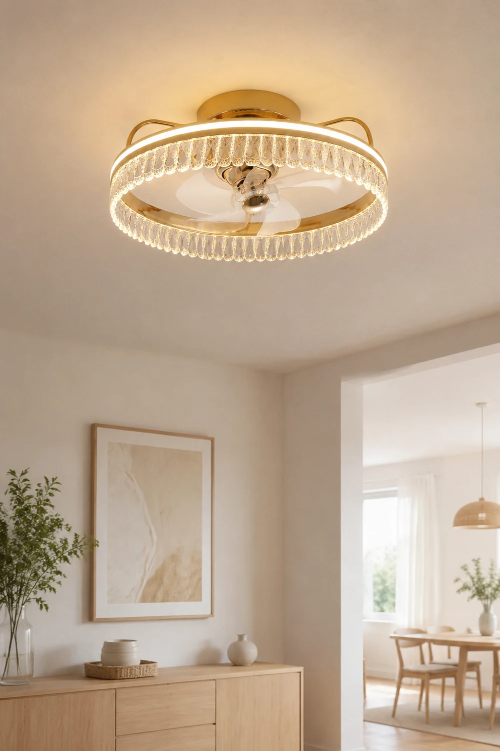 Kelley Deckenventilator mit Beleuchtung Gold, 2 Stile, ∅50/60CM - Lumpaz