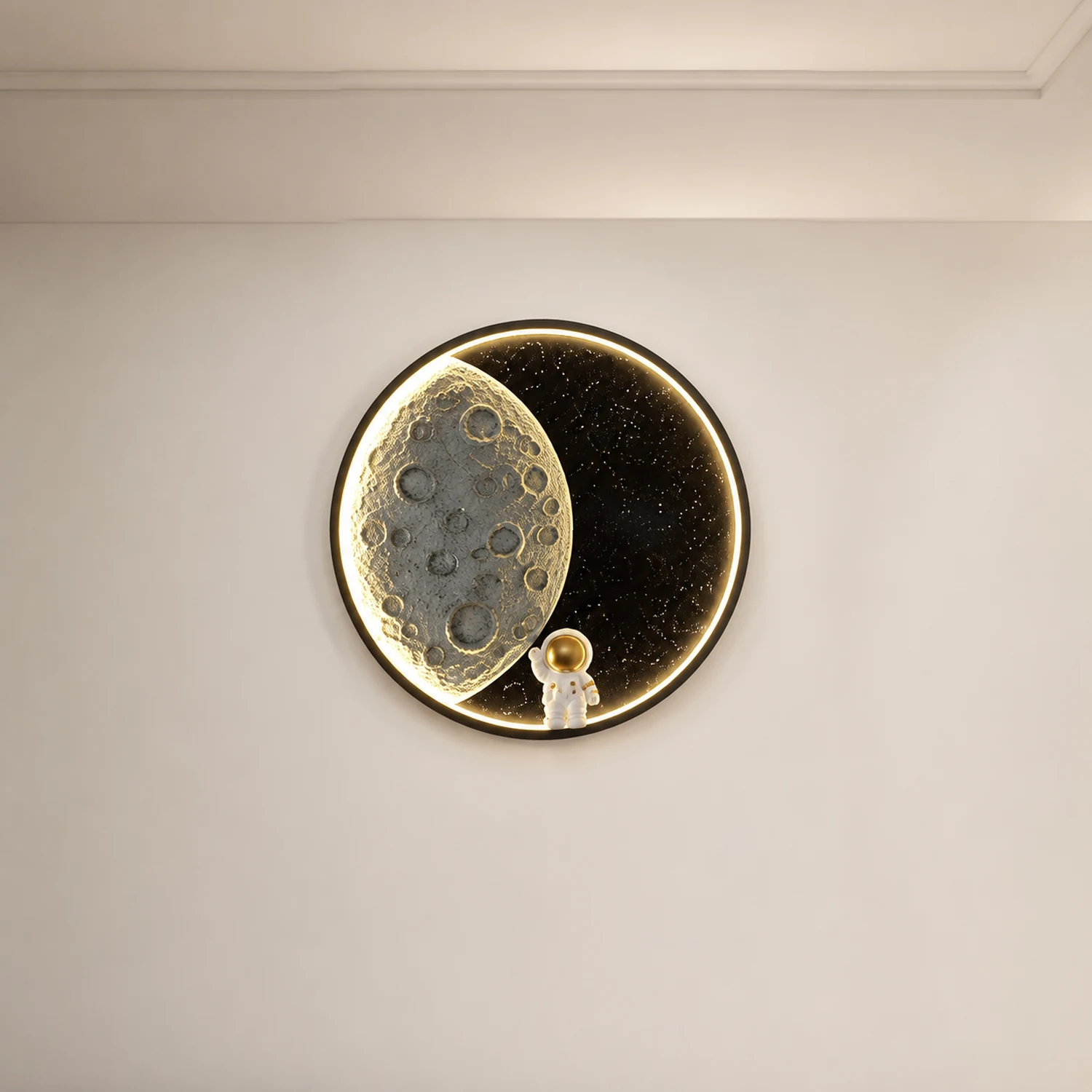 Elif Wandleuchte Astronaut Moon Schwarz, ∅35/50CM - Lumpaz