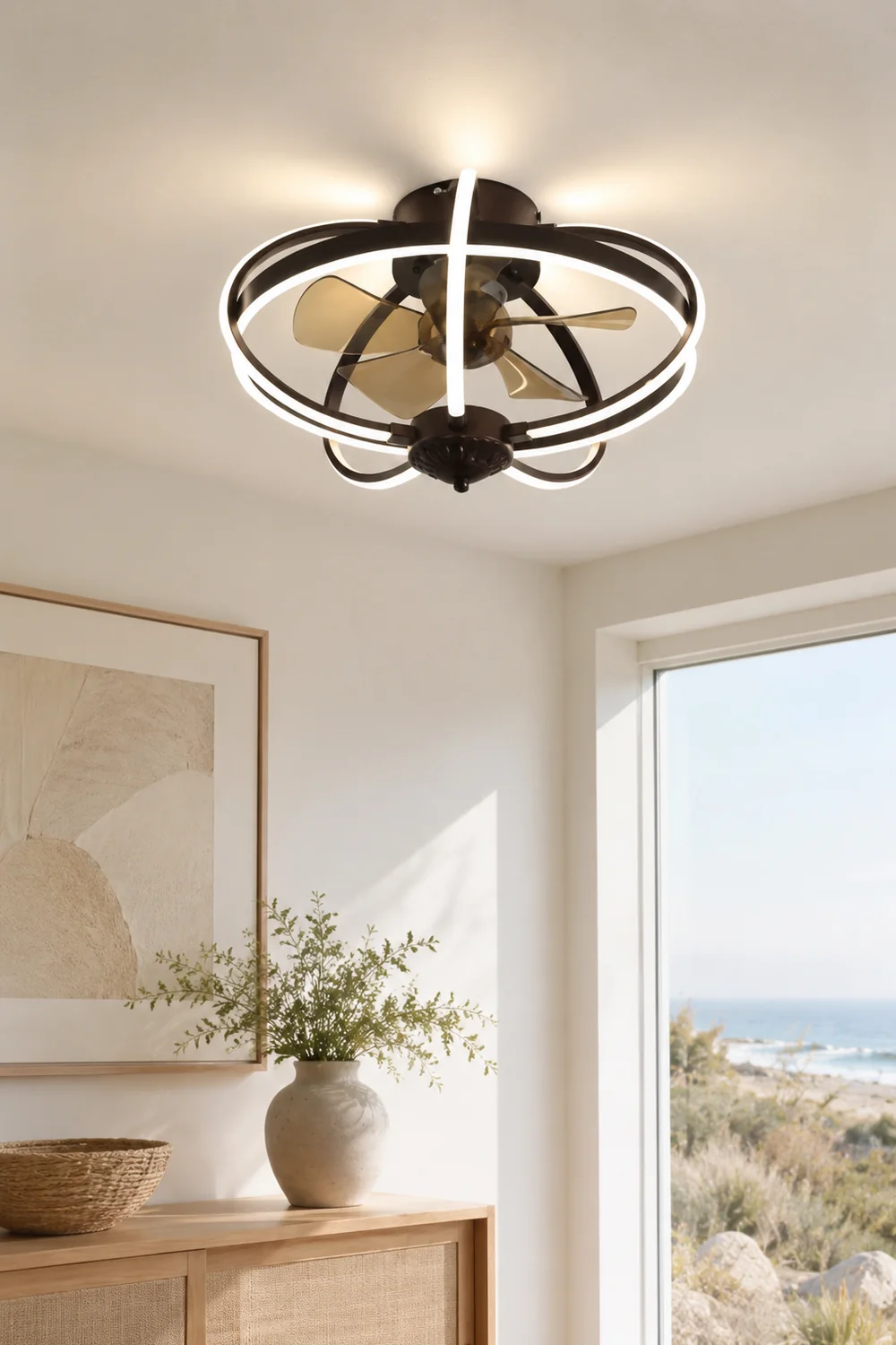 Lacey Deckenventilator mit Beleuchtung, Aluminium & Metall, ∅50CM - Lumpaz