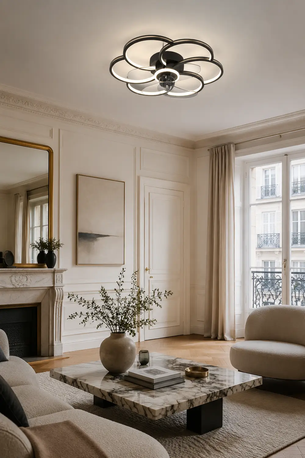 Arisha Deckenventilator mit Beleuchtung, 2 Farben, 4 Stile, ∅51/56/61cm - Lumpaz