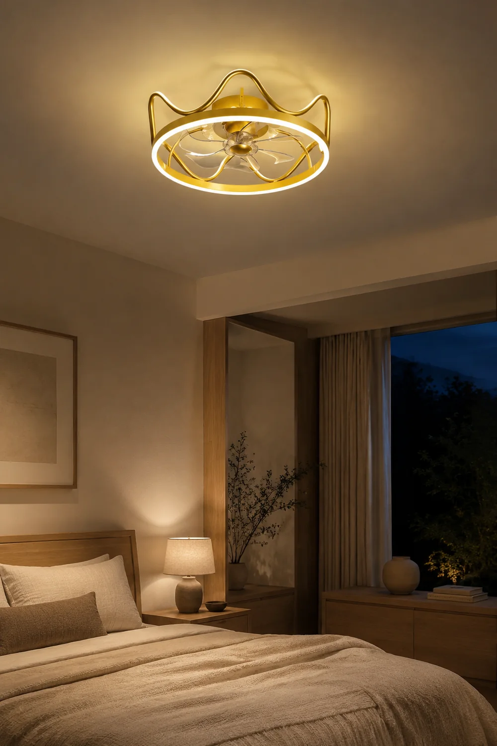 Madina Deckenventilator mit Beleuchtung Krone, 2 Farben, ∅47/56cm - Lumpaz
