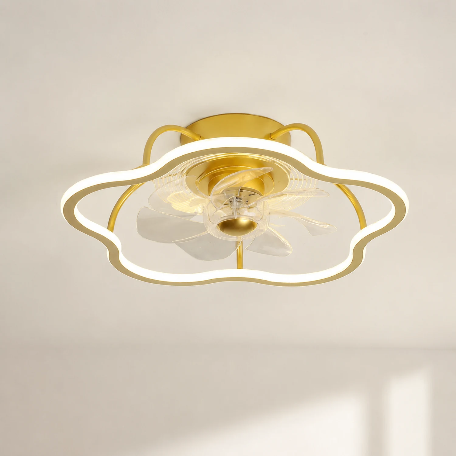 Kelley Deckenventilator mit Beleuchtung Blume Gold, ∅50CM - Lumpaz