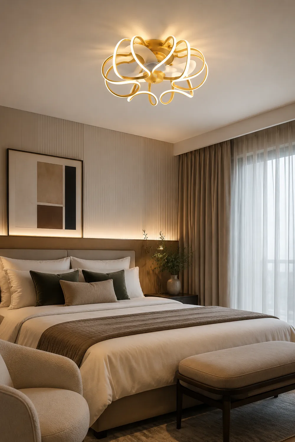 Lacey Deckenventilator mit Beleuchtung Gold, ∅50CM - Lumpaz