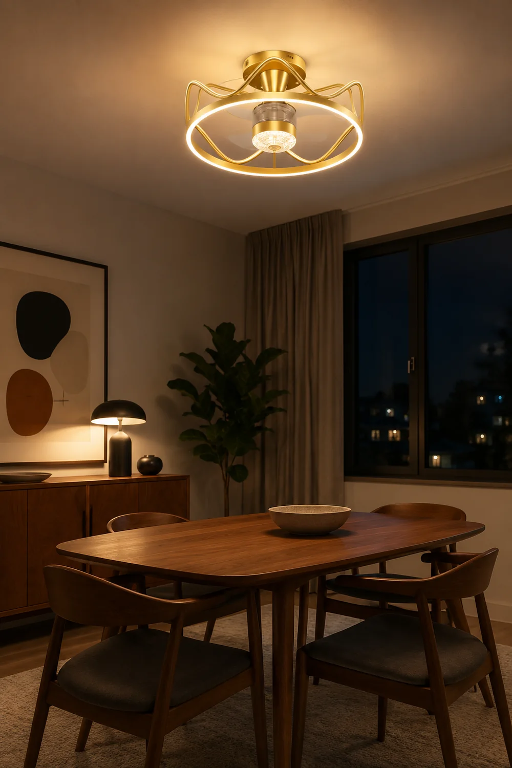 Kelley Deckenventilator mit Beleuchtung Gold & Schwarz, ∅65CM - Lumpaz