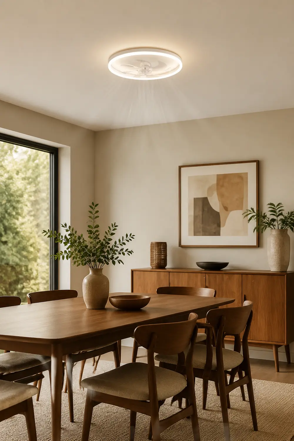 Edge Deckenventilator mit Beleuchtung Ring Weiß 7-Blatt, ∅41/50/60CM - Lumpaz