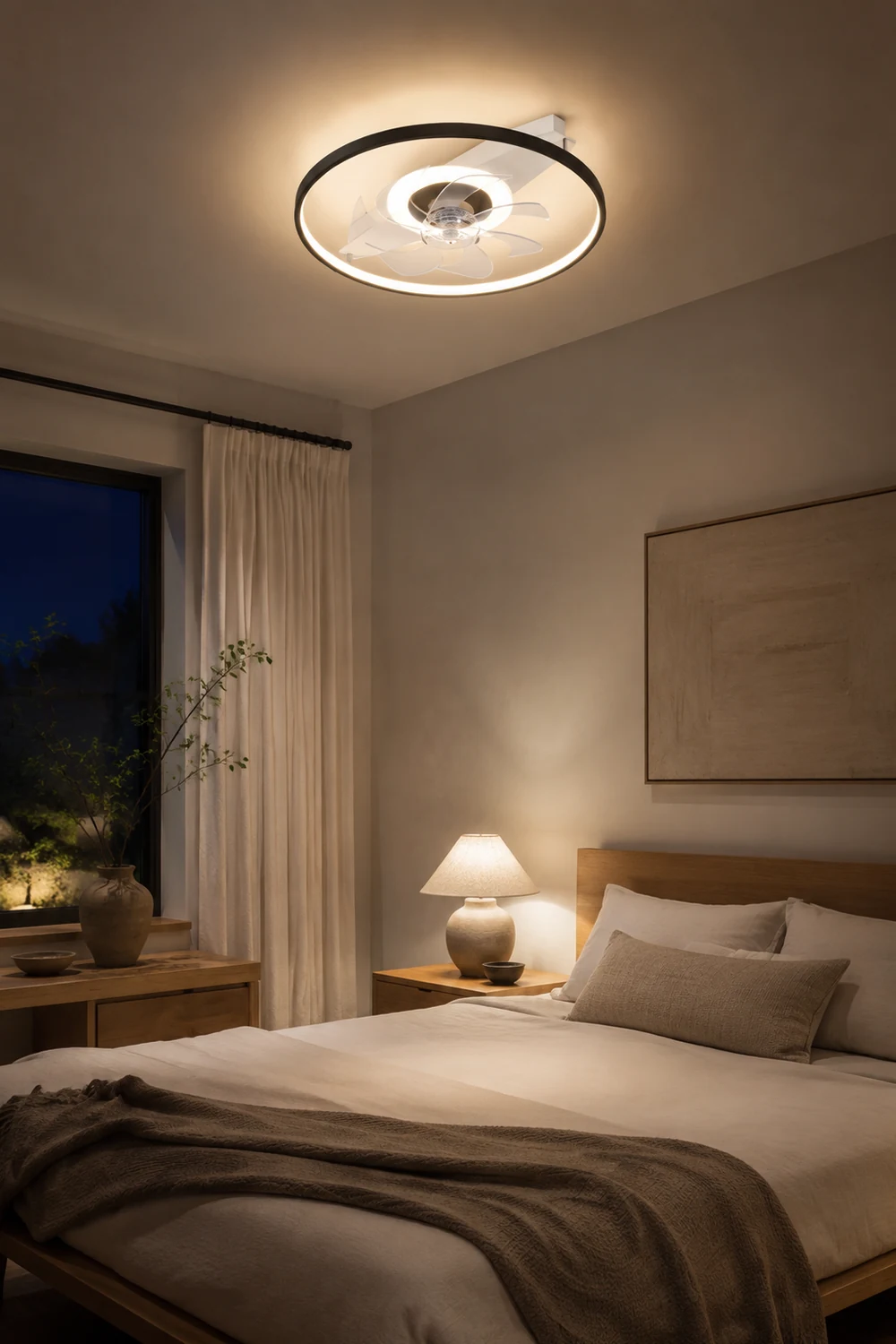 Edge Deckenventilator mit Beleuchtung, 2 Farben, ∅50/52CM - Lumpaz