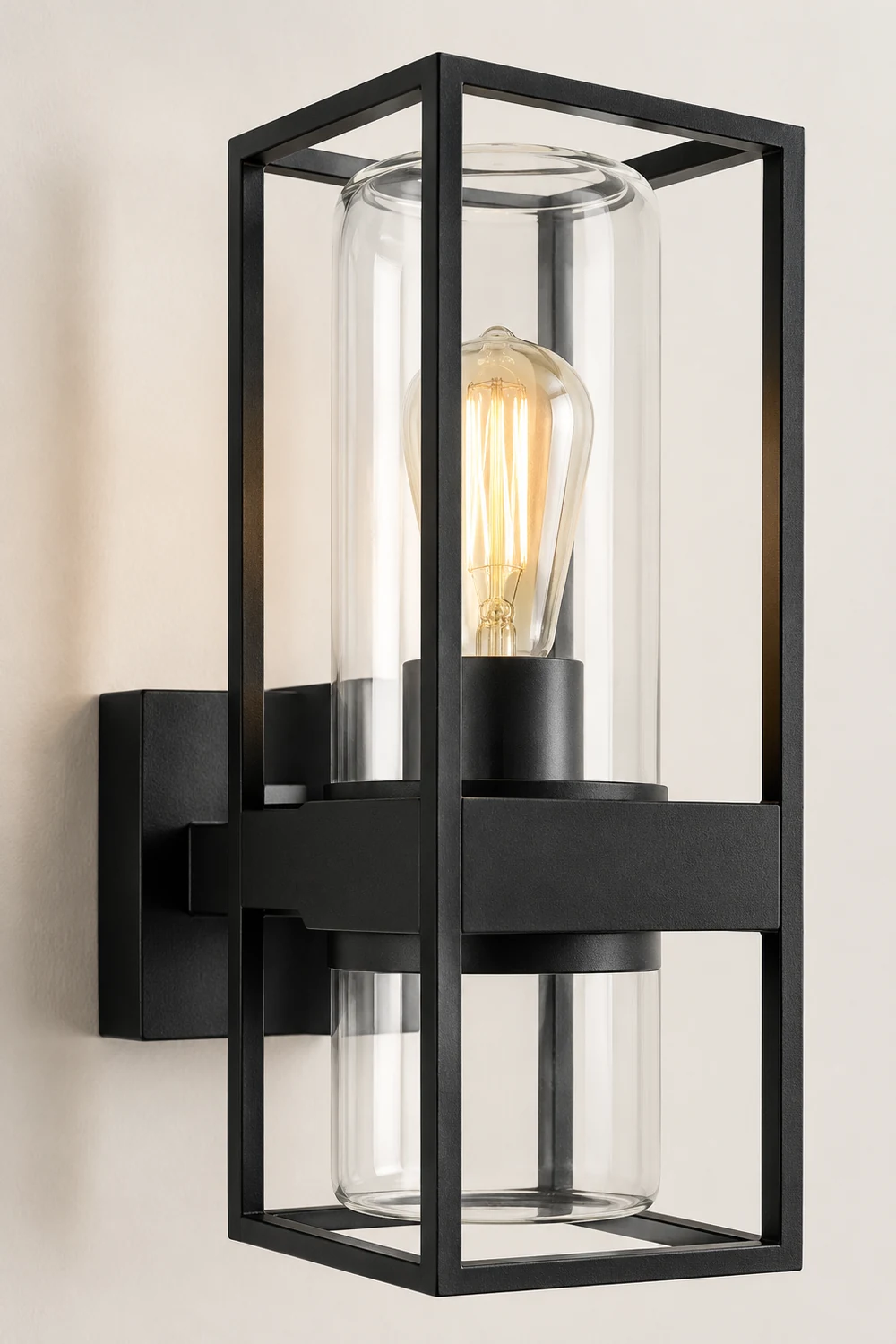 Alessio Rechteck Außenwandleuchte Schwarz, 1/2 flammig, 26/31/39CM Lang - Lumpaz