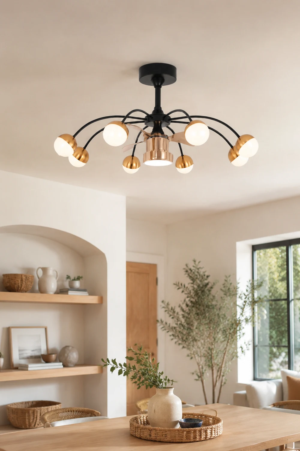Valentina Deckenventilator mit Beleuchtung Aluminium & Metall, 8-flammig, ∅93CM - Lumpaz
