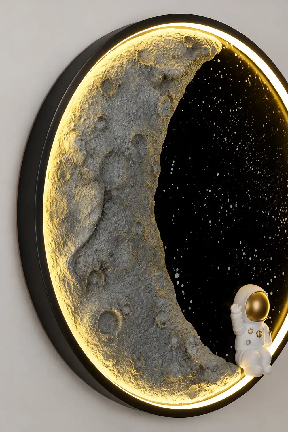 Elif Wandleuchte Astronaut Mond Schwarz, ∅50CM - Lumpaz