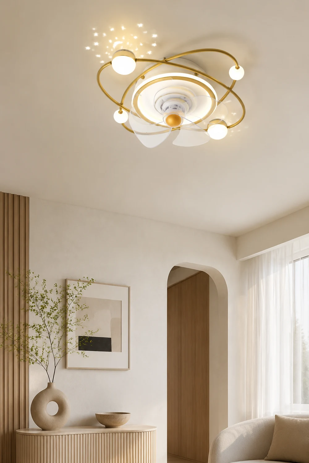 Madina Deckenventilator mit Beleuchtung Stern 3-Blatt, 2 Farben, ∅60CM - Lumpaz