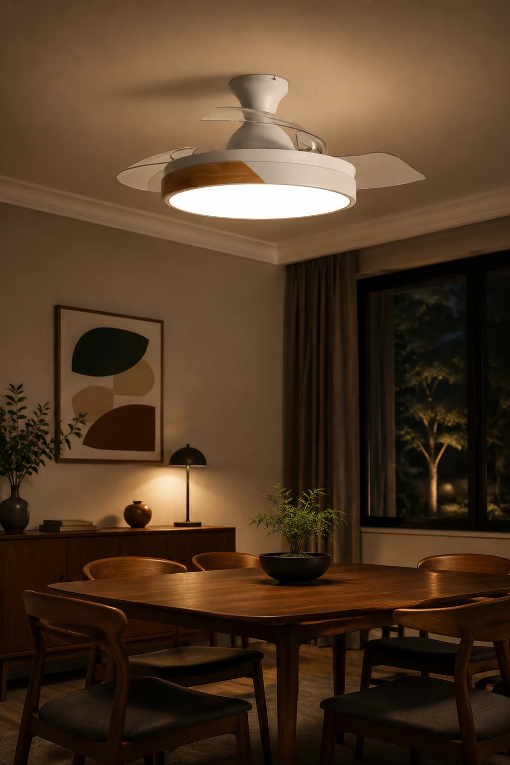 Morandi Deckenventilator mit Beleuchtung Klare Blätter, 5 Farben, ∅90/100CM - Lumpaz