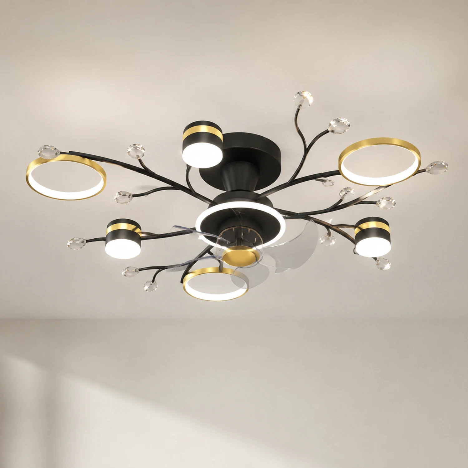 Madina Deckenventilator mit Beleuchtung, 6/8/10-flammig, ∅80/120CM - Lumpaz