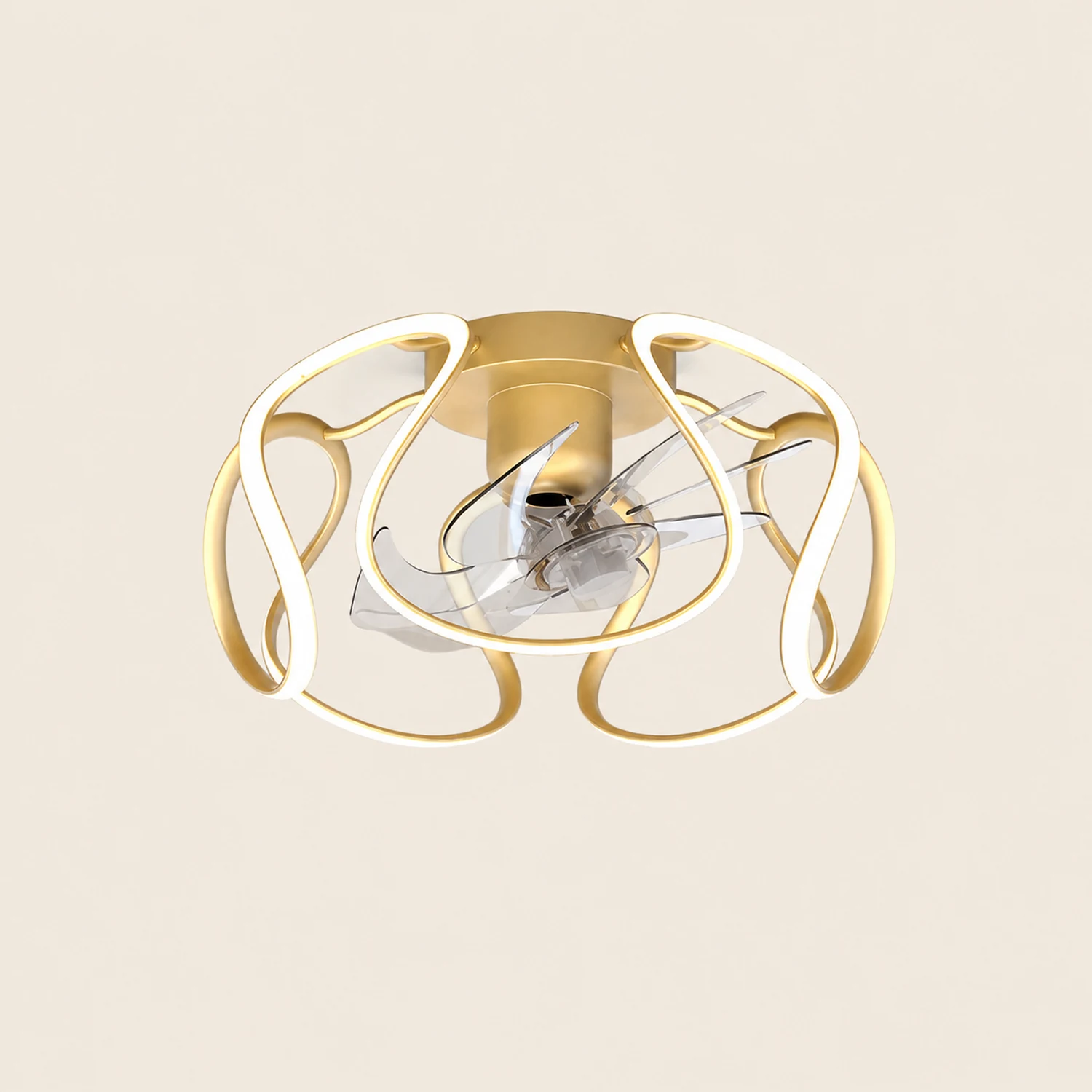 Lacey Deckenventilator mit Beleuchtung Gold, ∅50CM - Lumpaz