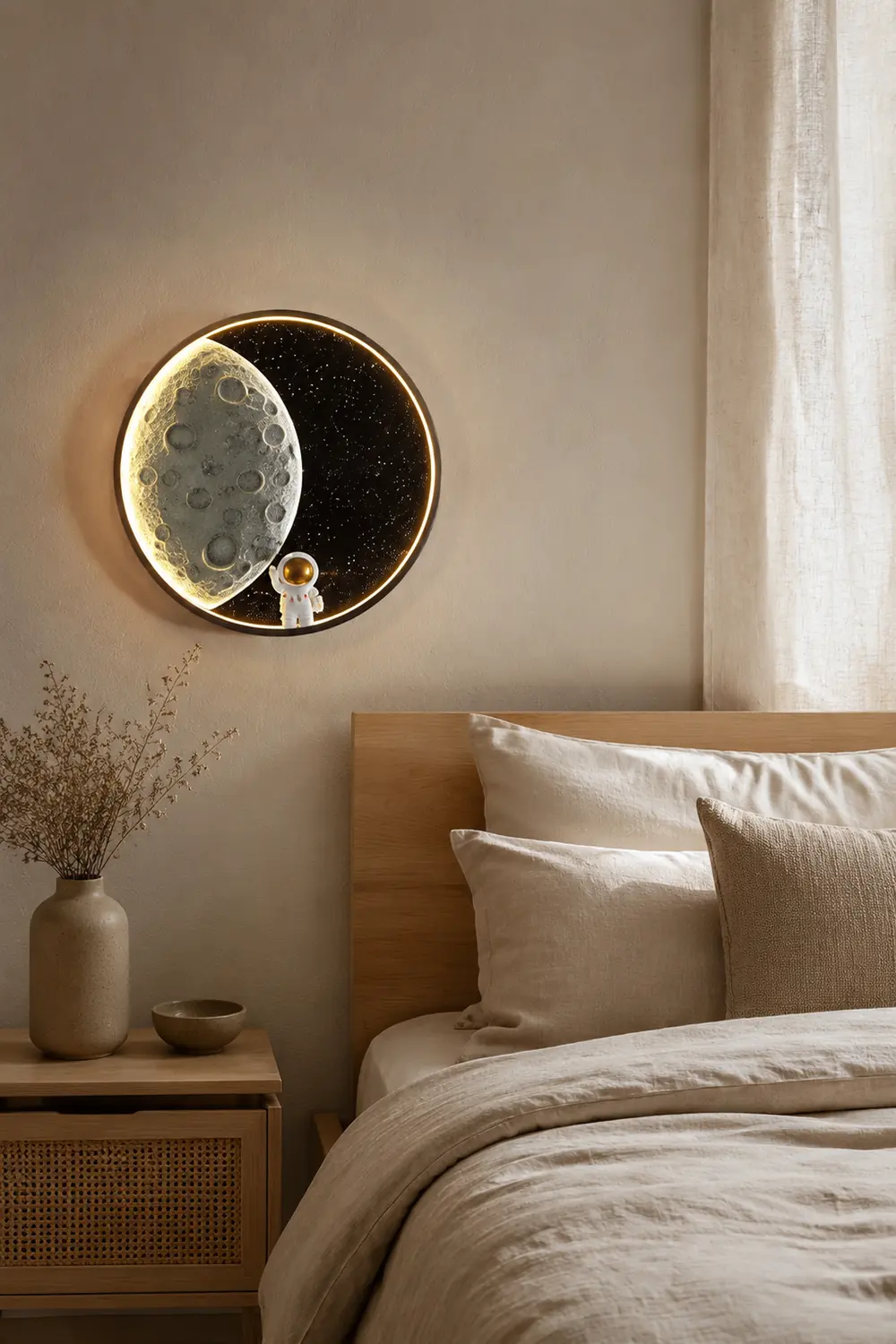 Elif Wandleuchte Astronaut Moon Schwarz, ∅35/50CM - Lumpaz
