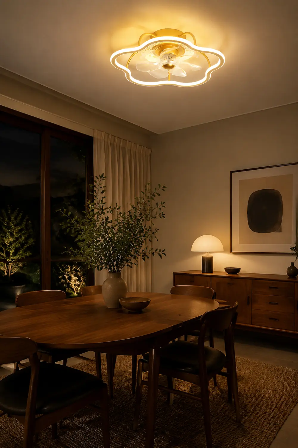 Kelley Deckenventilator mit Beleuchtung Blume Gold, ∅50CM - Lumpaz