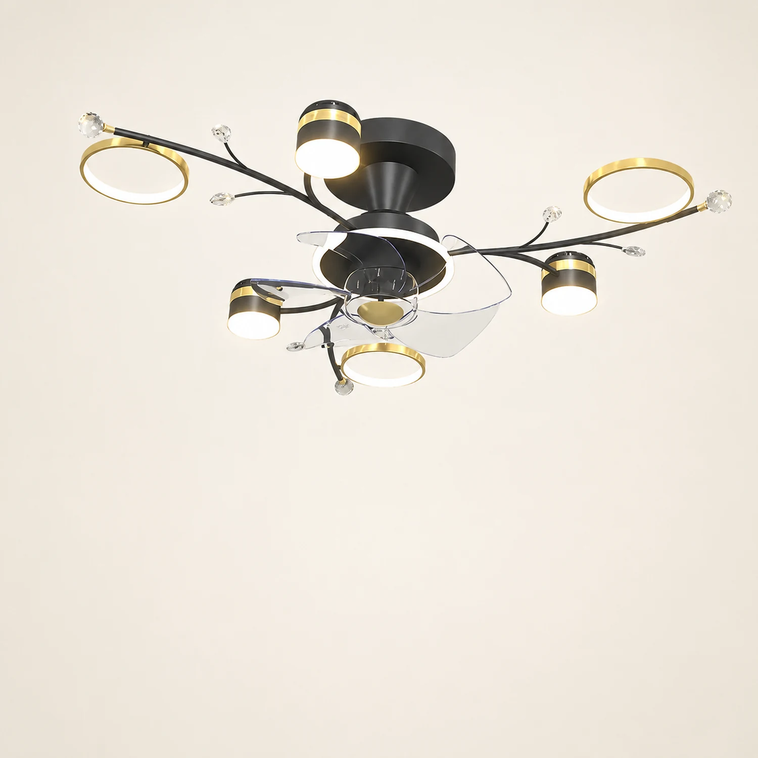 Madina Deckenventilator mit Beleuchtung, 6/8/10-flammig, ∅80/120CM - Lumpaz