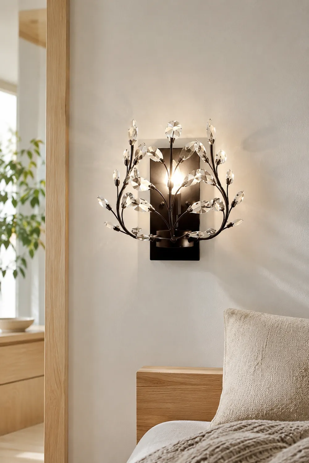 Einkopf-Kristall-Wandlampe, europäisch, für Wohnzimmer, Schlafzimmer, Nachttisch - Lumpaz
