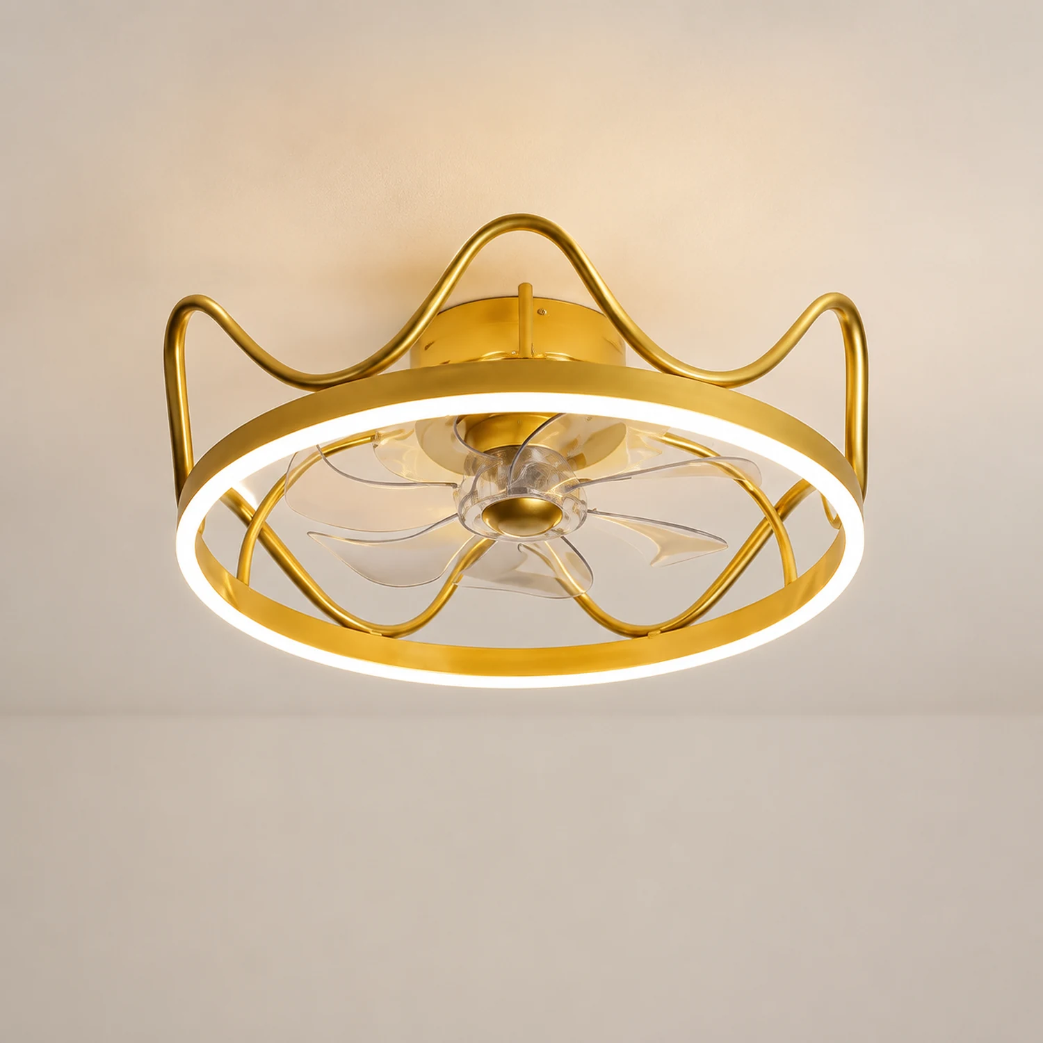 Madina Deckenventilator mit Beleuchtung Krone, 2 Farben, ∅47/56cm - Lumpaz