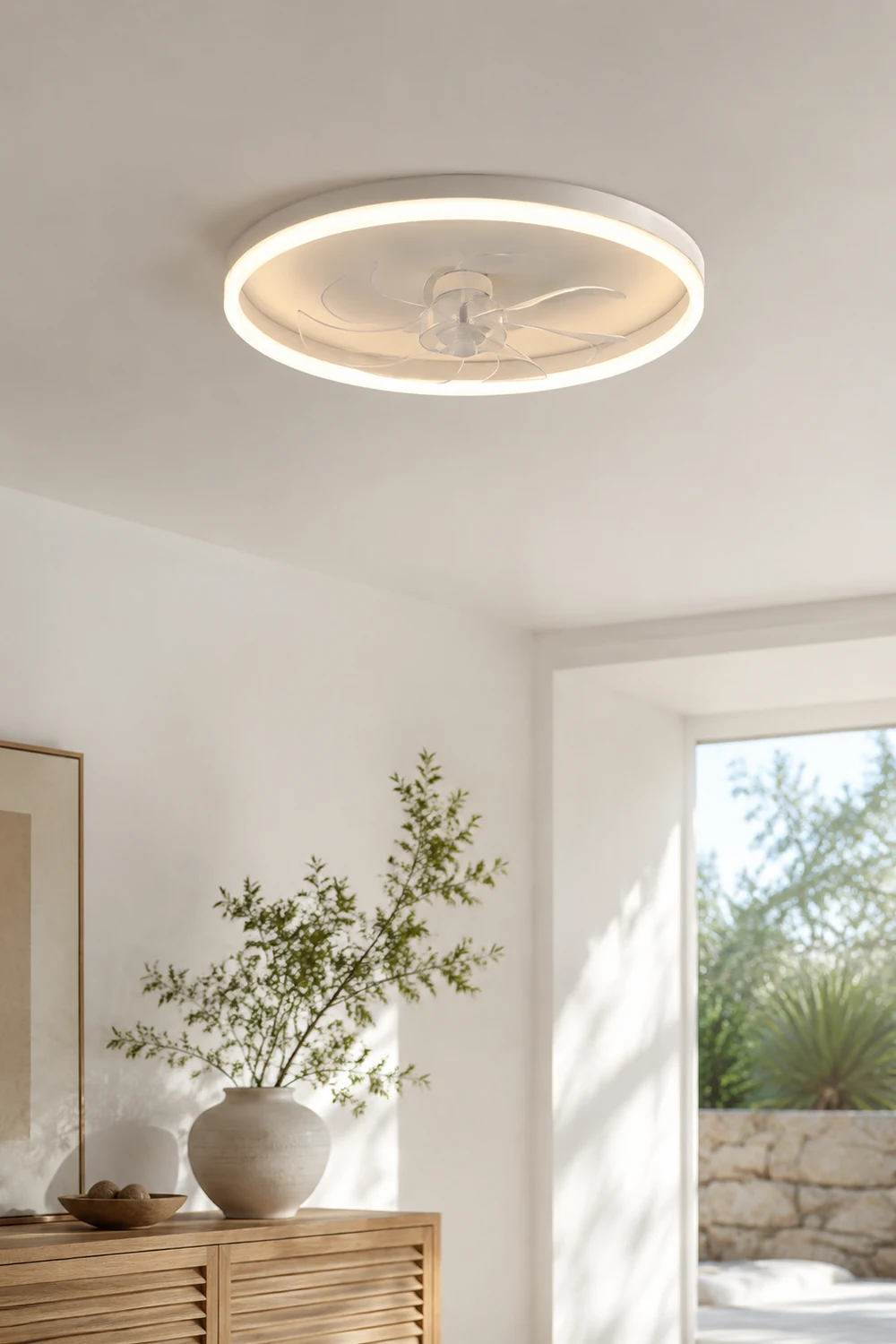 Edge Deckenventilator mit Beleuchtung Ring 7-Blatt, 4 Farben, ∅40/59/60CM - Lumpaz