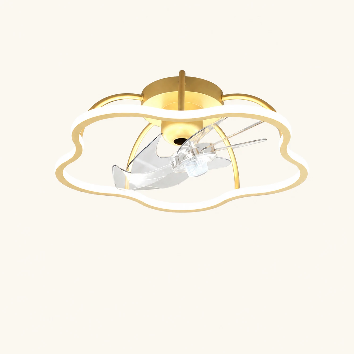 Kelley Deckenventilator mit Beleuchtung Blume Gold, ∅50CM - Lumpaz