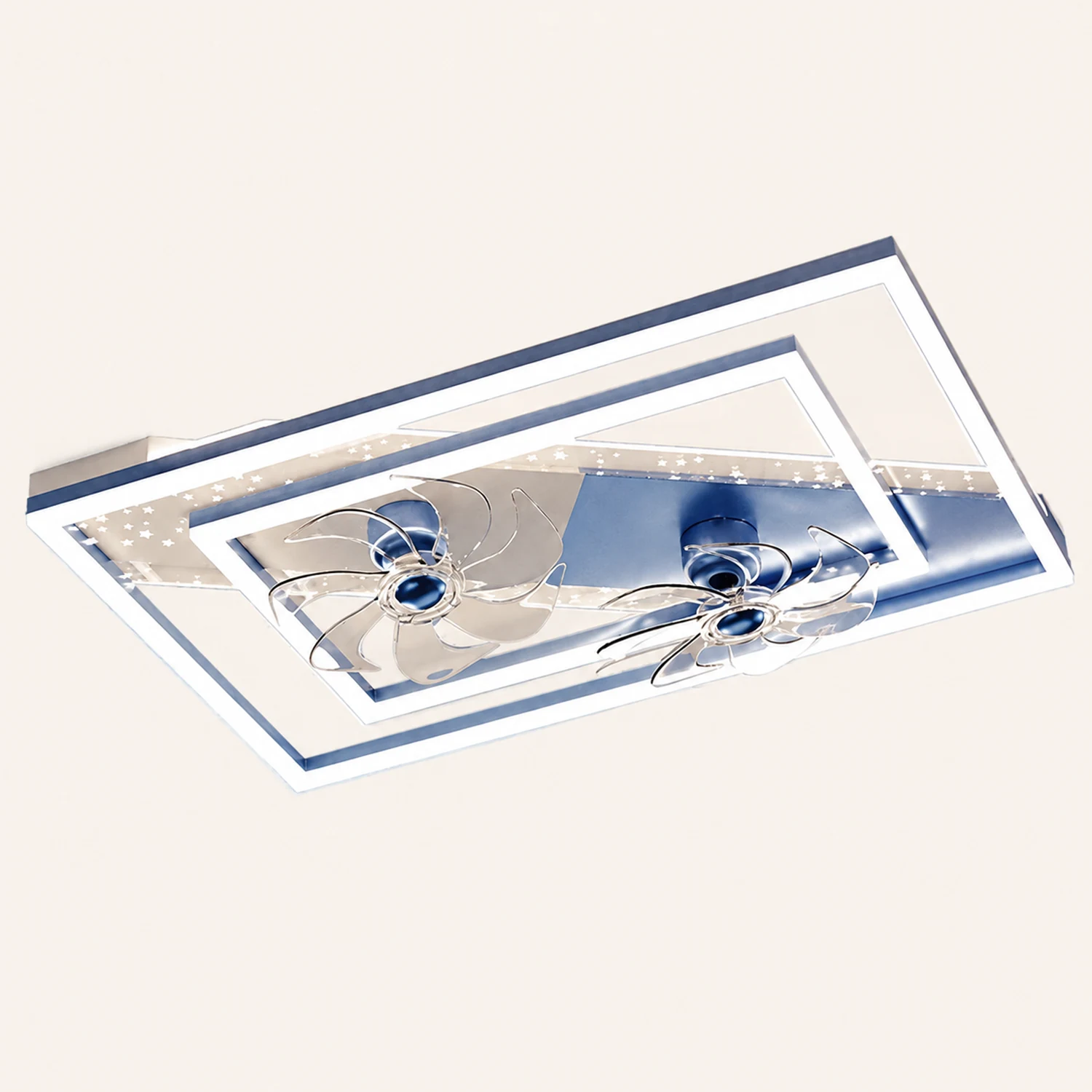 Kelley Deckenventilator mit Beleuchtung Blau & Schwarz, 5 Stile, ∅50/90/110CM - Lumpaz