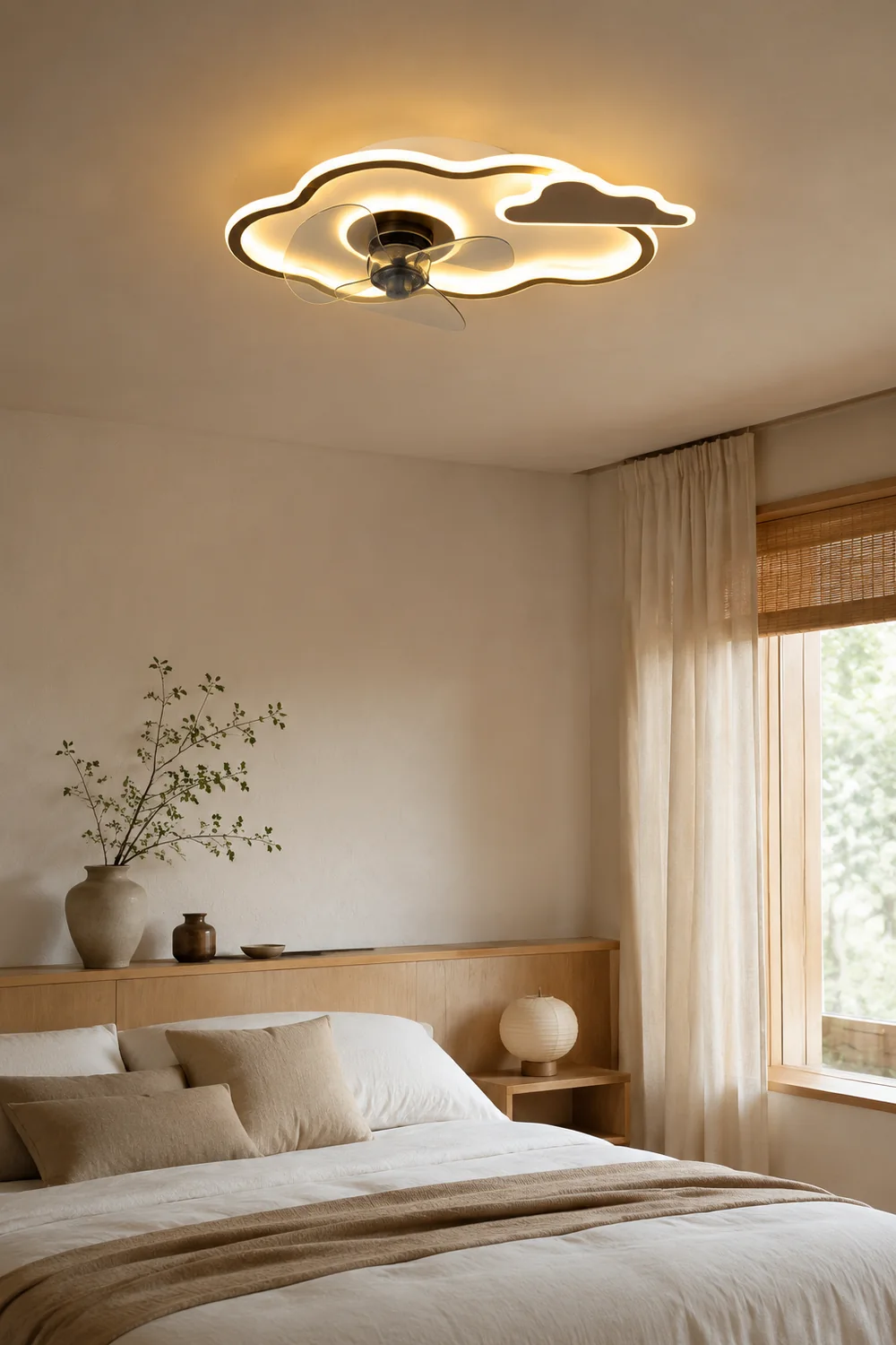Minori Deckenventilator mit Beleuchtung Wolke & Stern, 3 Farben, ∅52/57CM - Lumpaz